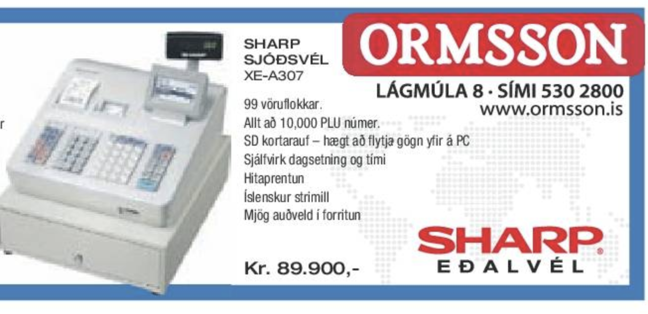 SELT / SOLD Sharp Sharp XE-A307 afgreiðslukassi. 9