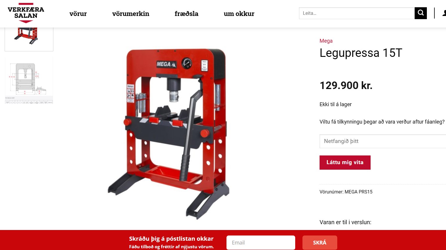SELT / SOLD Mega 15 tonna vökvapressa - legupressa - vökvapressa 2