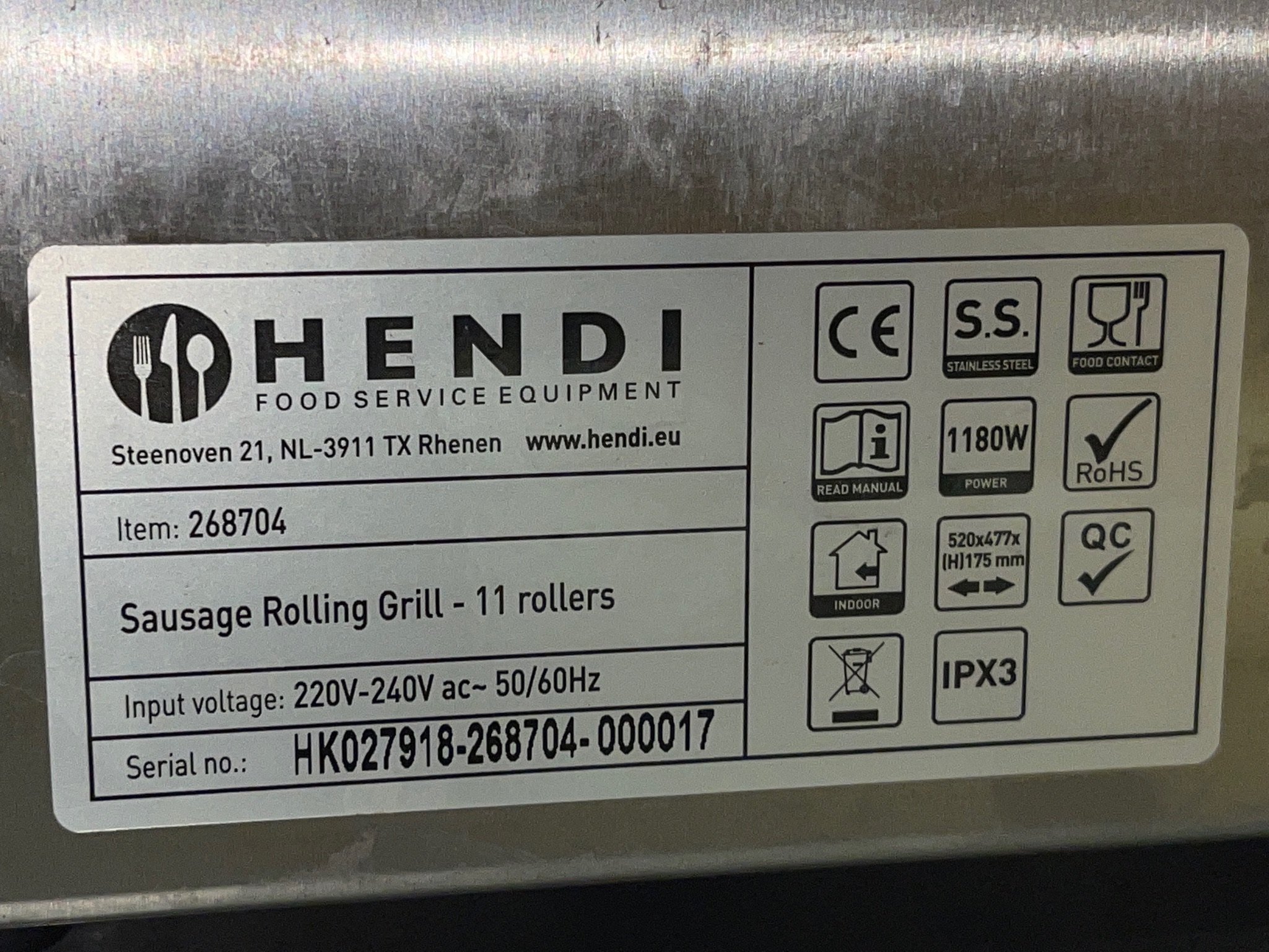 SELT / SOLD Sausage Roller grill - 11 roller 4