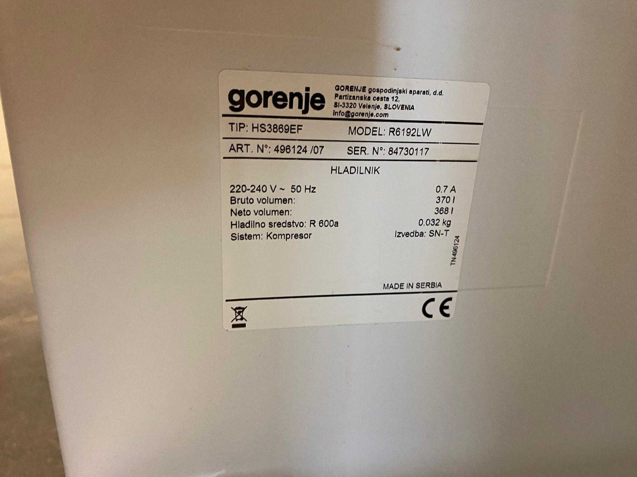 SELT / SOLD Gorenje ísskápur, H86 x B56 x D59 sm. 9