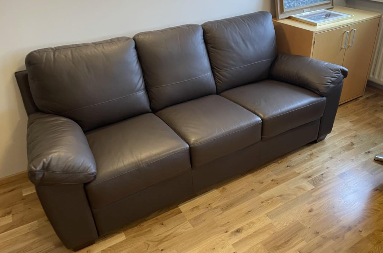 SELT / SOLD Leðursófi, 3ja sæta