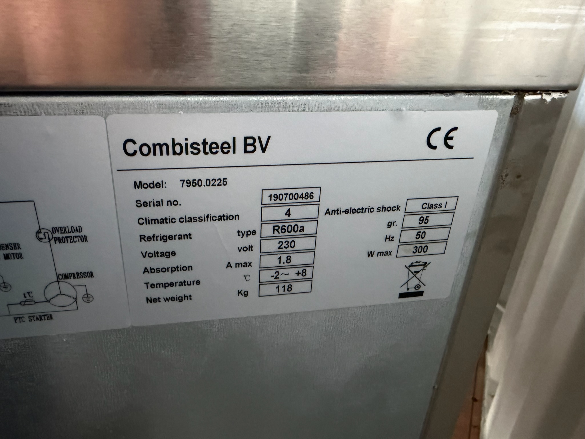 SELT / SOLD CombiSteel kæliborð, 4 skúffur, B135sm. 6