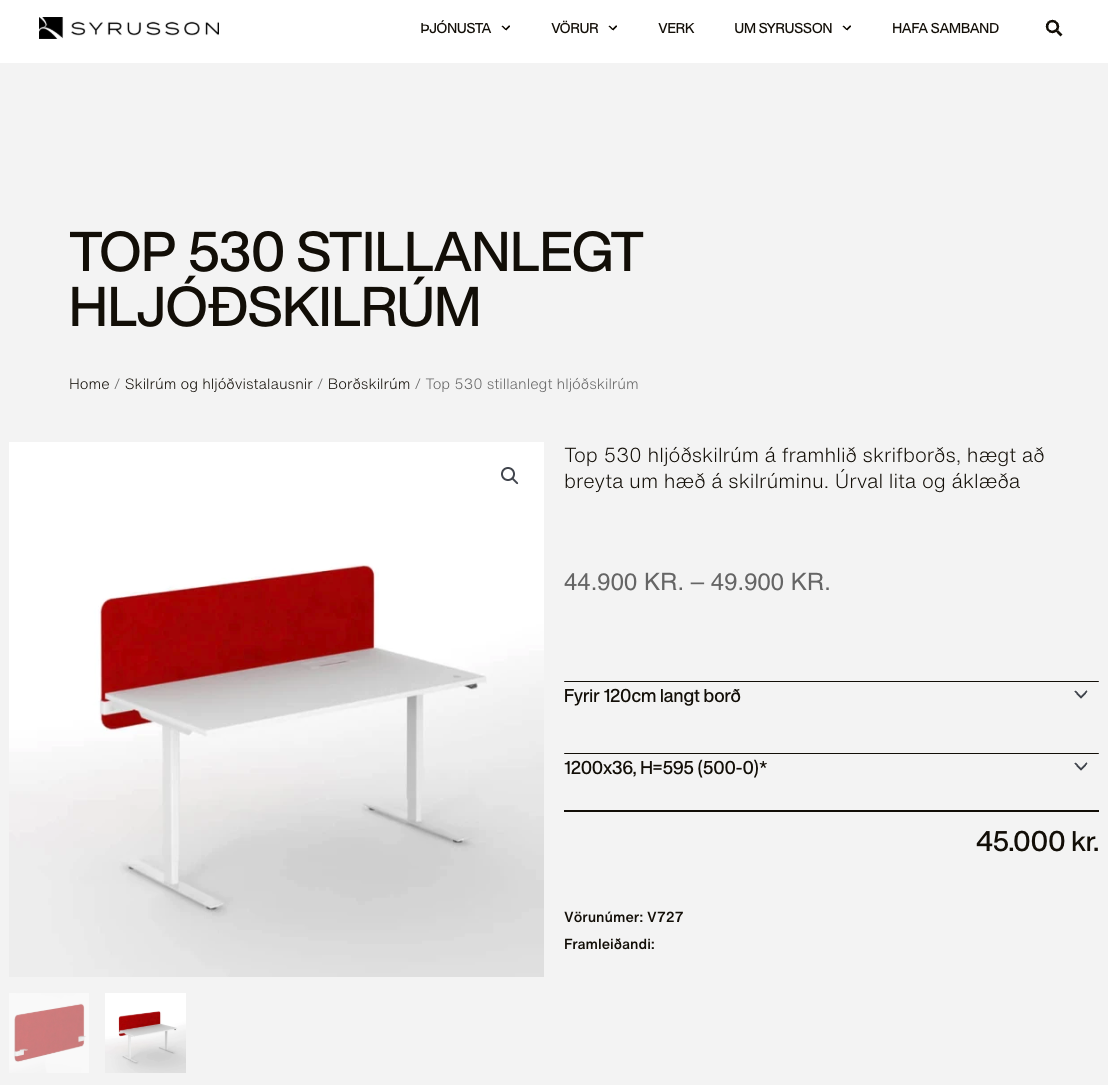 SELT / SOLD Borðskilrúm frá Sýrusson, B120 x H60 sm. 3