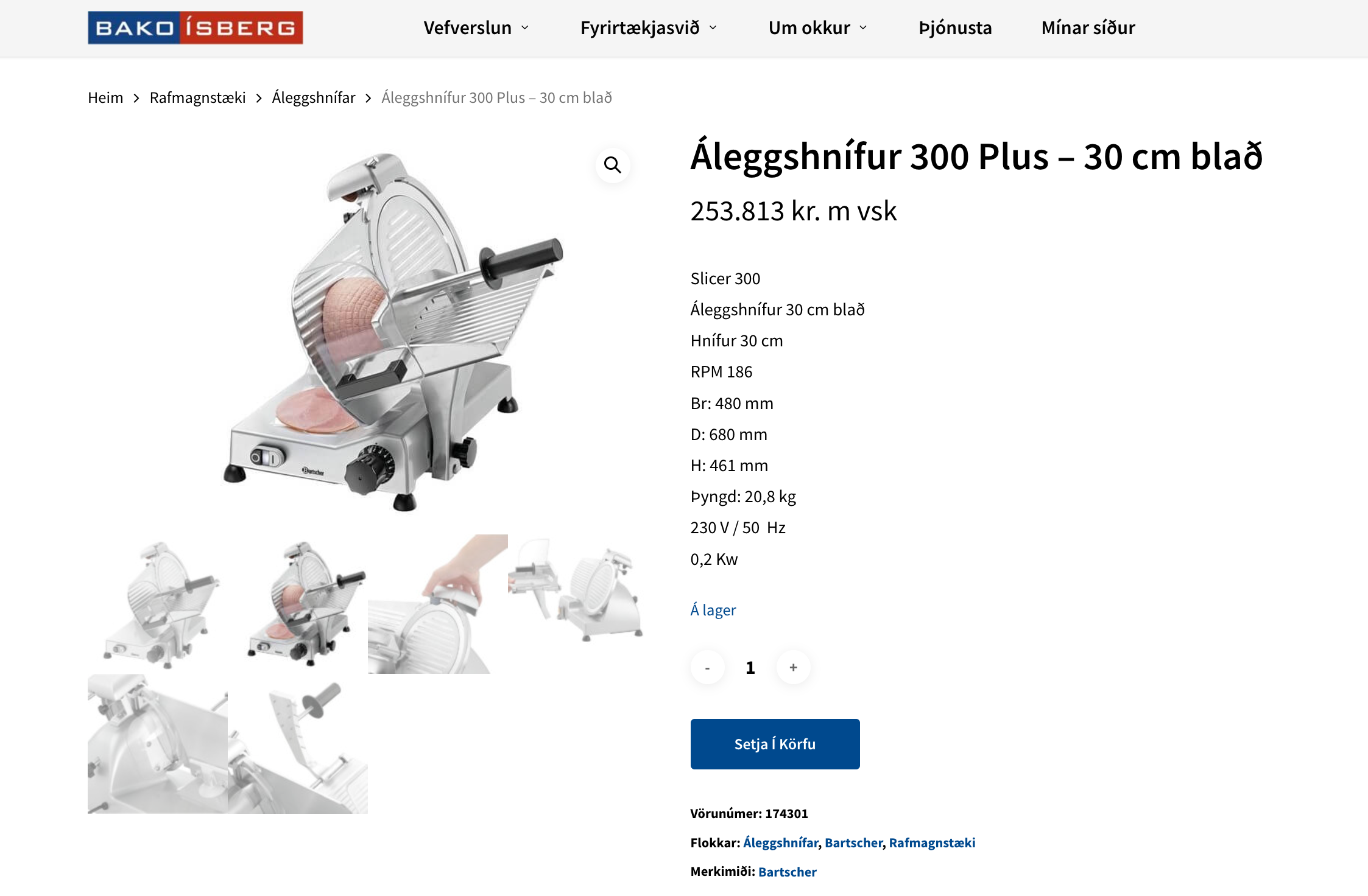 SELT / SOLD Bartscher áleggshnífur frá Bako Ísberg, 30sm. blað 3