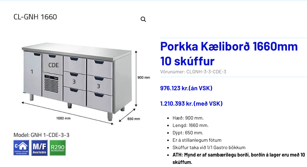 SELT / SOLD Porkka kæliborð á hjólum frá BVT, 10 skúffur 3