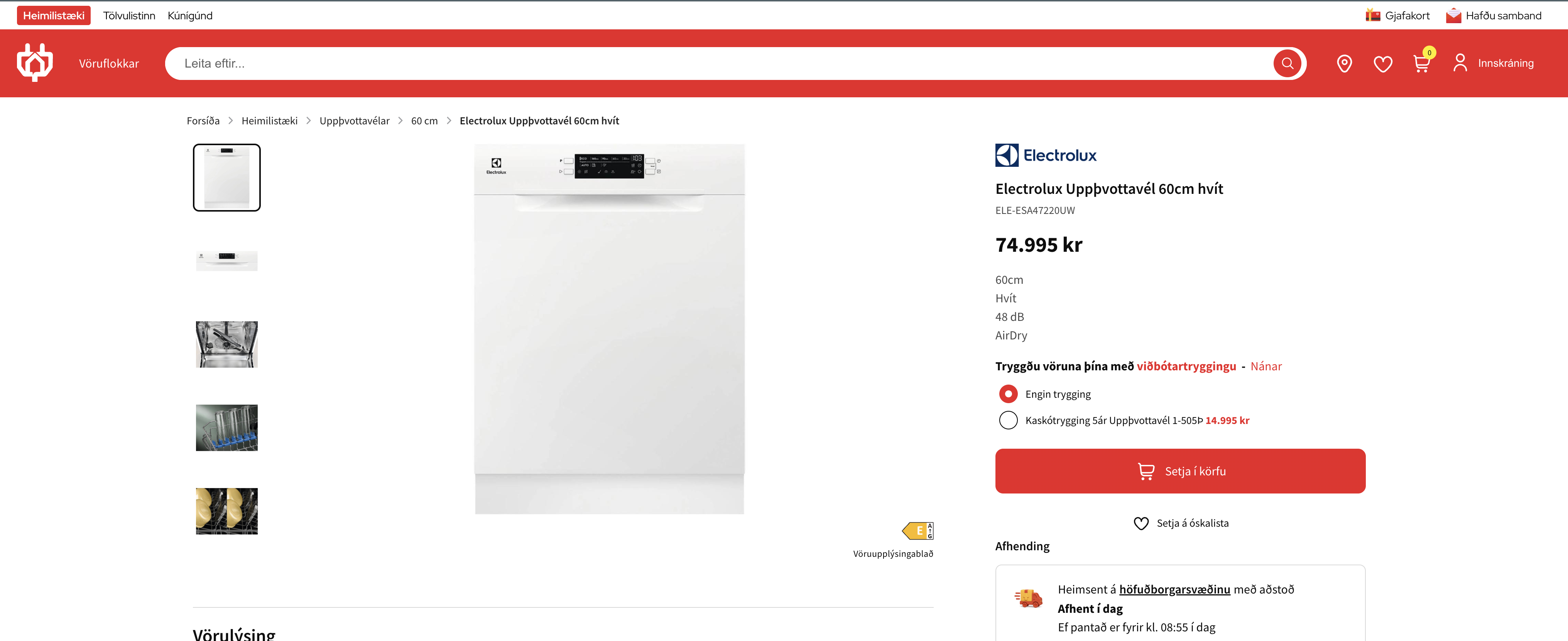 SELT / SOLD Electrolux ESF5545LOW – Uppþvottavél 12
