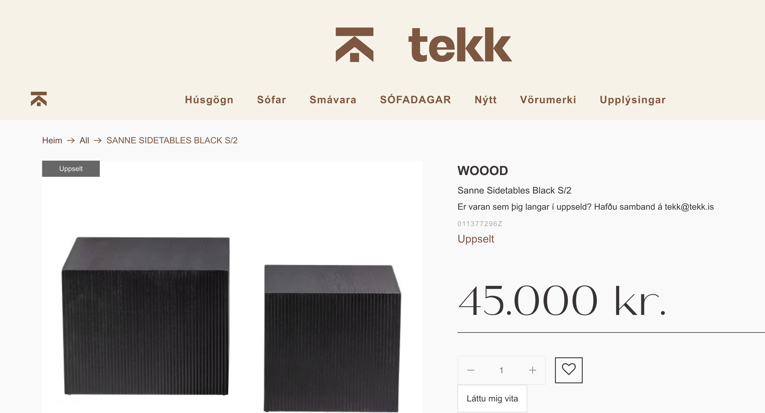 SELT / SOLD Woood Sanne hliðborð, svört - PLAY 13