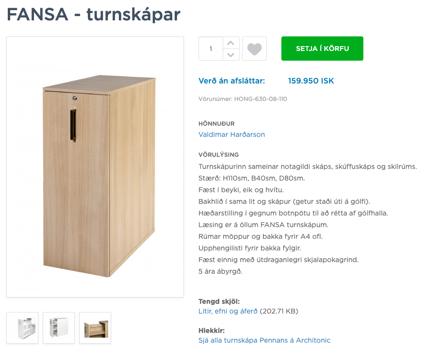 SELT / SOLD Fansa turnskápur með læsingu frá Pennanum - Selfoss 11