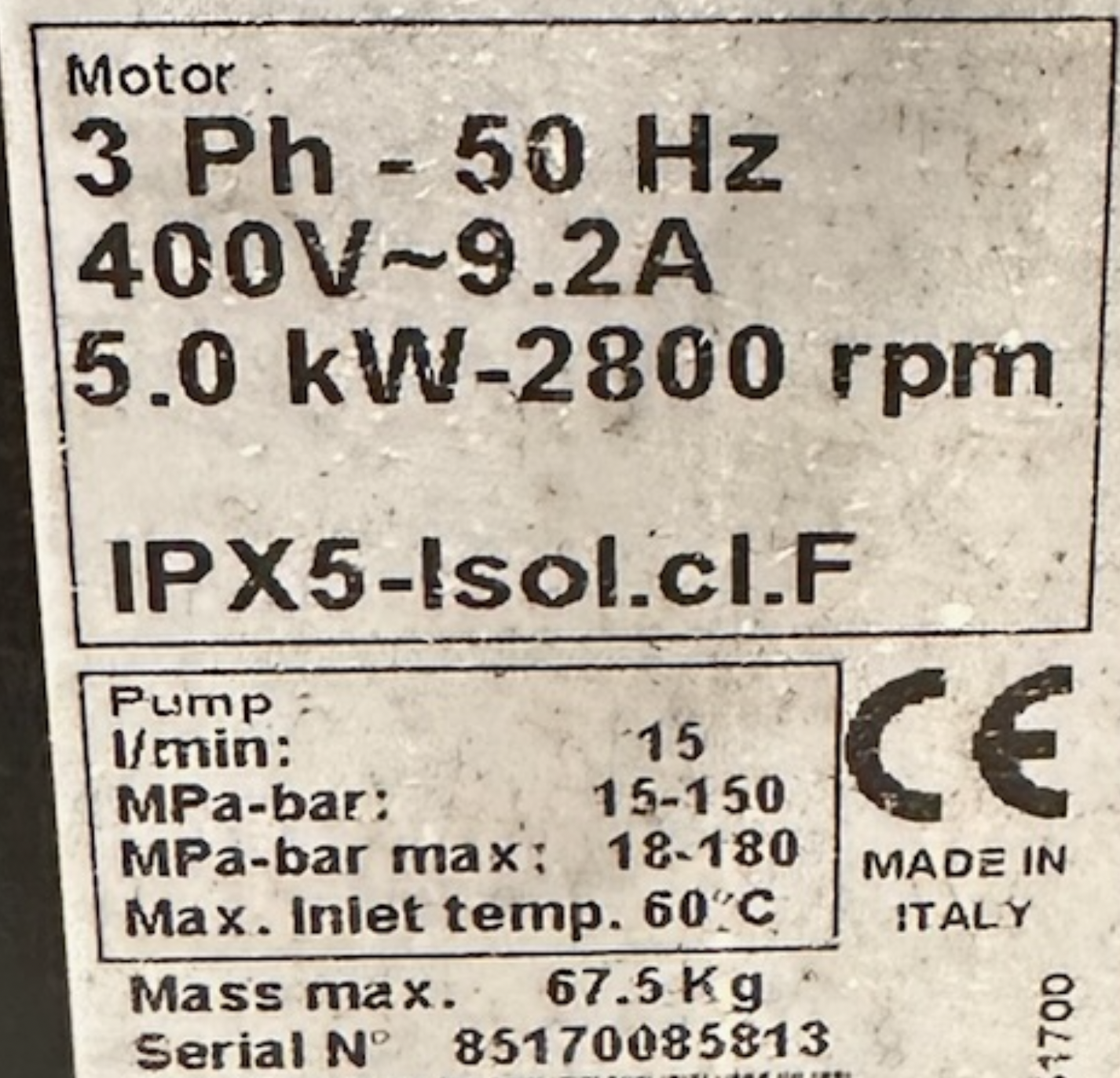 SELT / SOLD Interpump IPX 15.150 - 150 bar 60 gráður háþrýstidæla 7