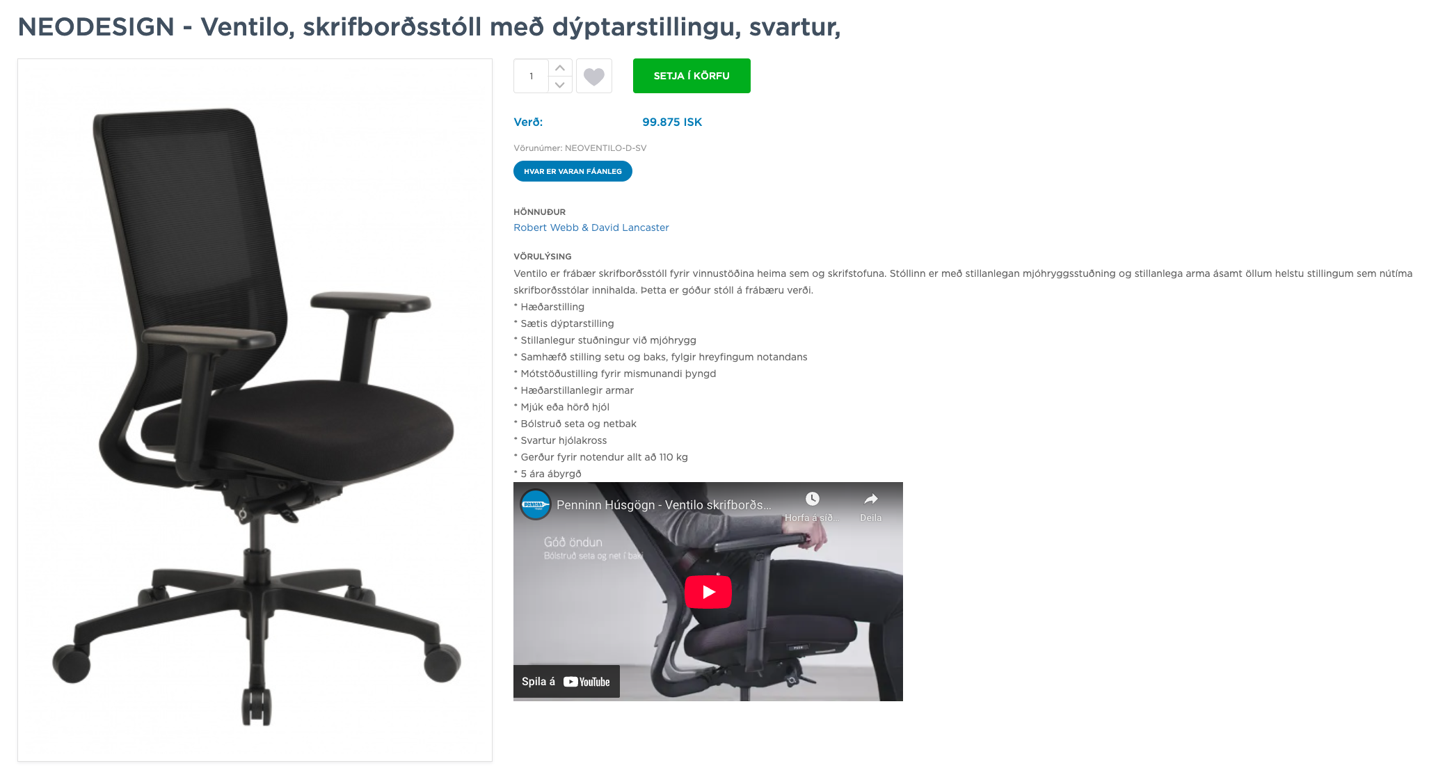 SELT / SOLD Neodesign skrifborðsstóll frá Pennanum 5