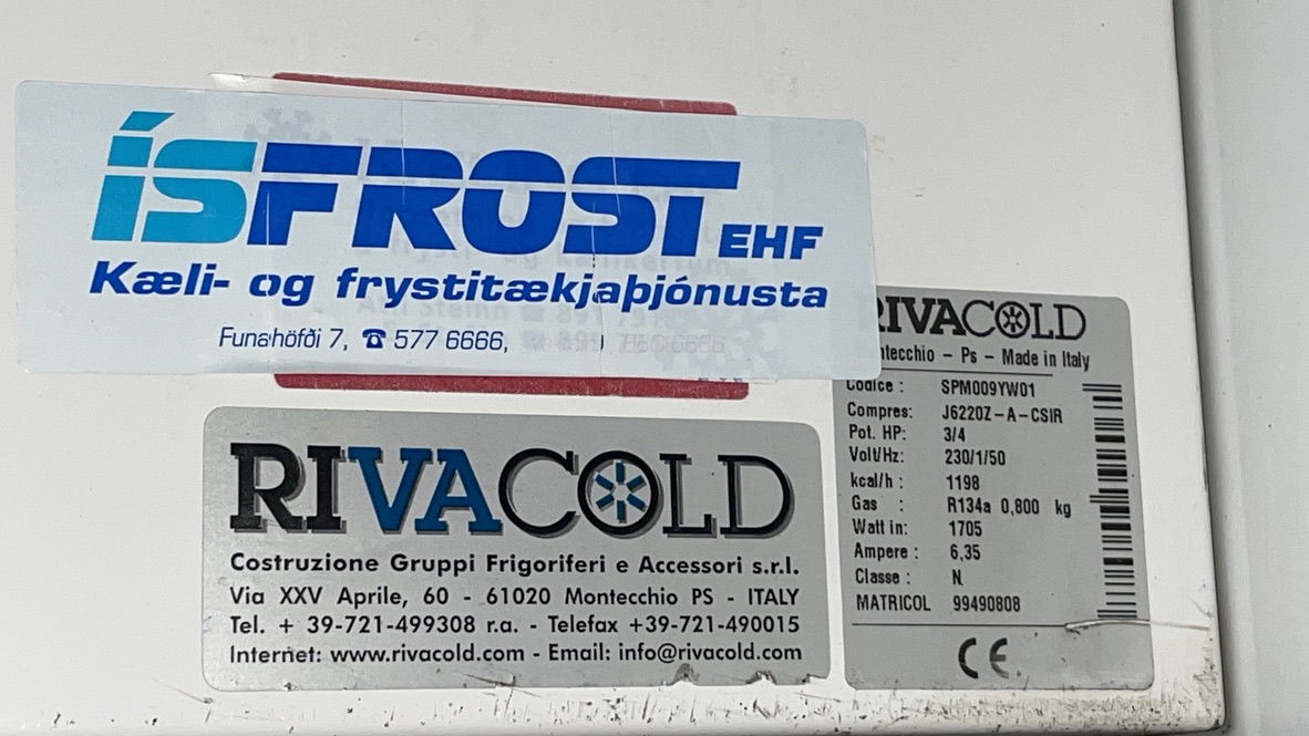 SELT / SOLD Kæliklefi Rivacold - manngengur 7,6 fm 9