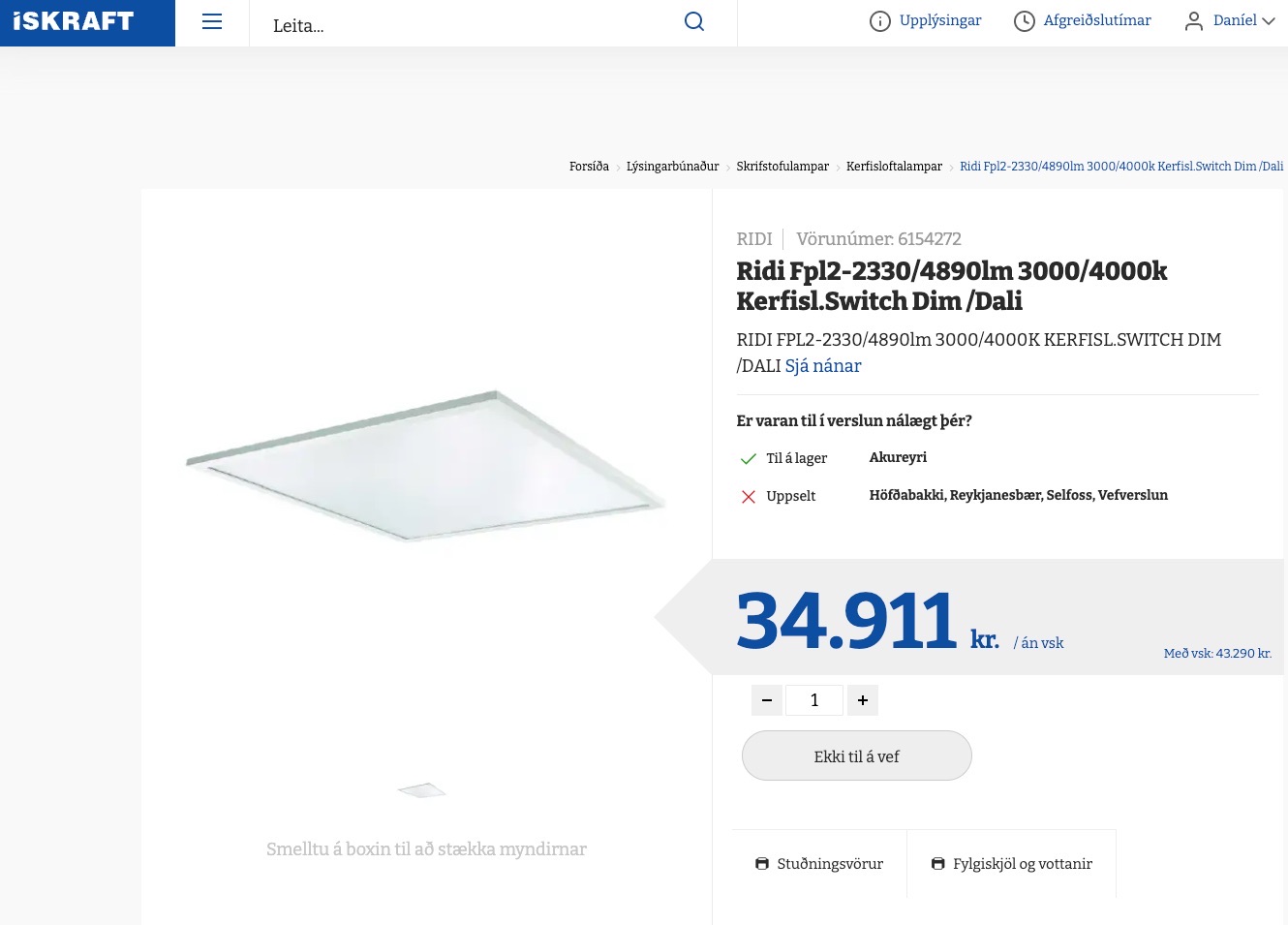 LED kerfisloftaljós - kerfisloftalampi, 595x595mm. (28 stk.) 4