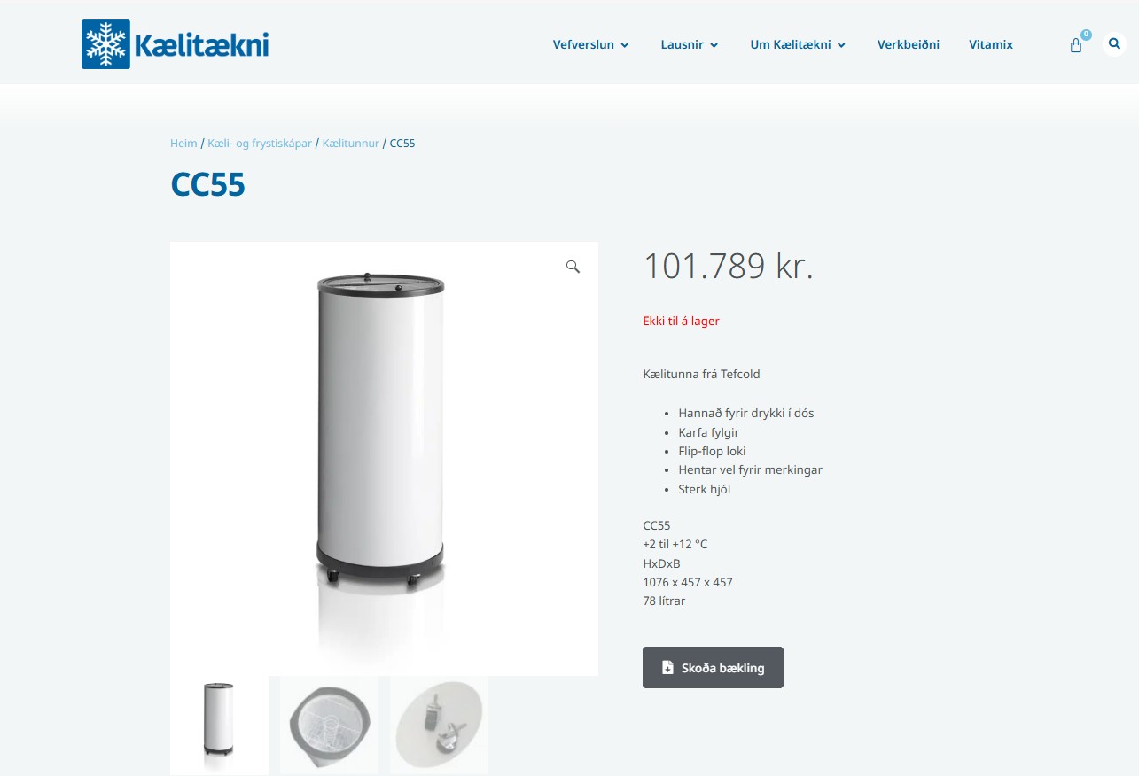 SELT / SOLD Kælitunnur 77 lítrar Pnr. 220 2