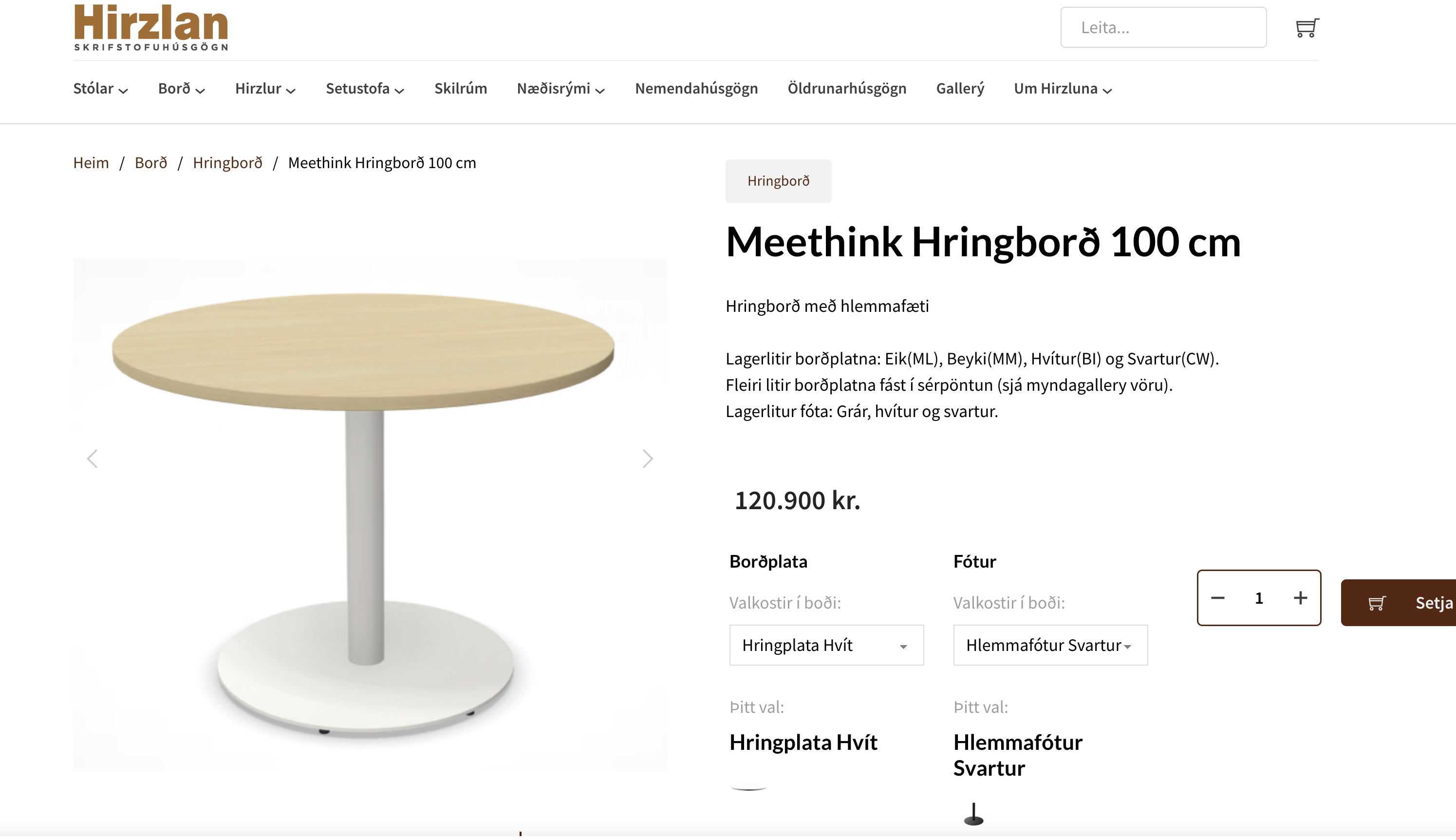 SELT / SOLD Hringborð frá Hirzlunni, Ø100 x H75 sm. 5