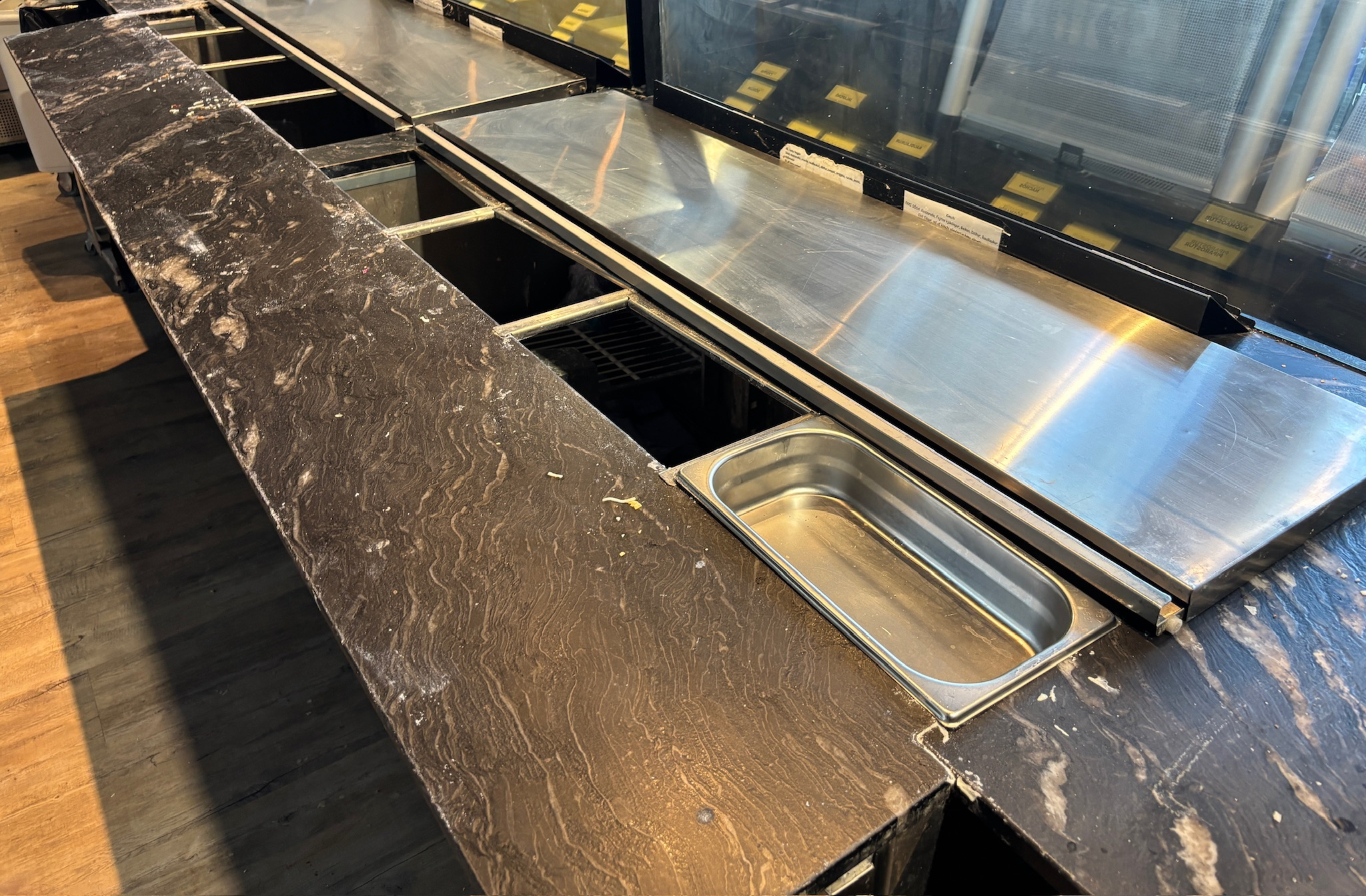 SELT / SOLD Samlokuborð Prep Counter kæliborð frá Saro, L180 x D70 x H85 3