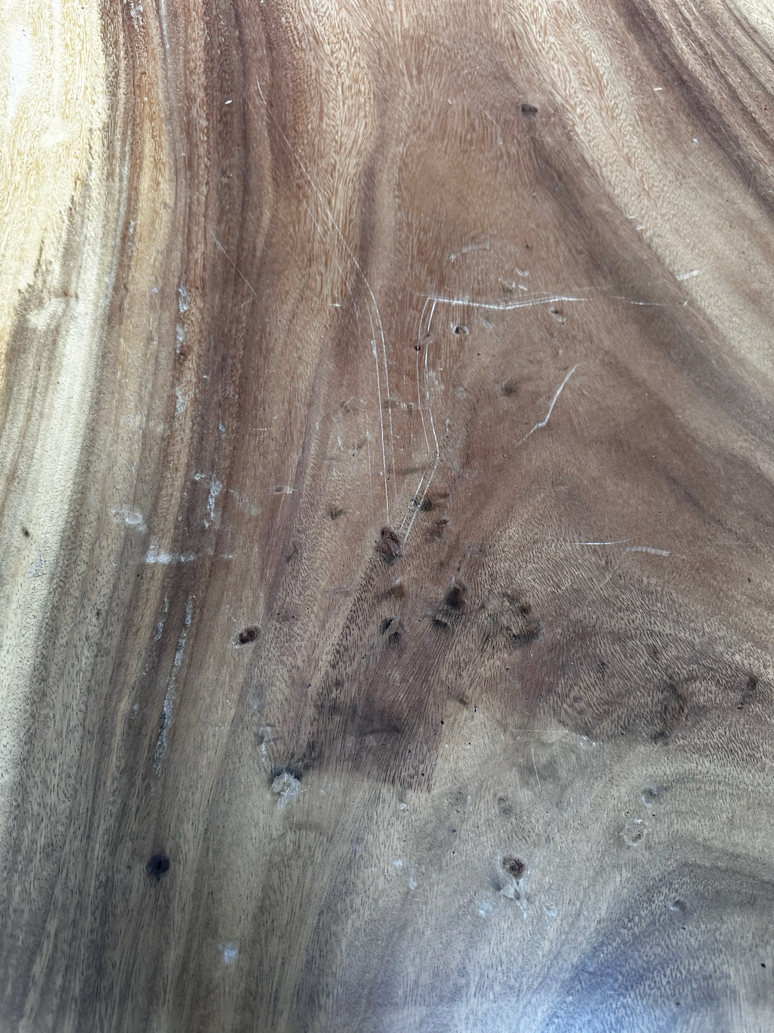 SELT / SOLD - Gegnheilt viðarborð, B338 x D82 sm. 14