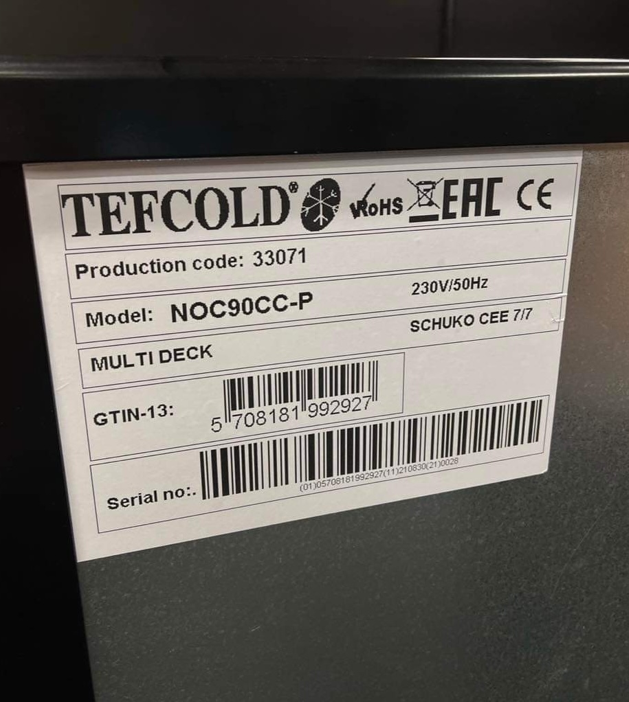 SELT / SOLD Tefcold afgreiðslukælir, B90 x H139,5 x D74 sm. 7