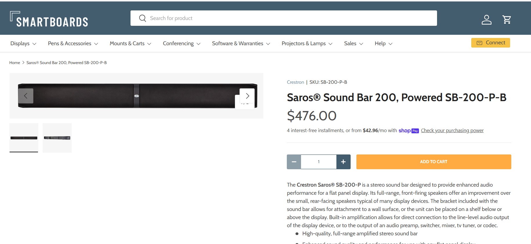 Crestron Saros SB-200-P-B Soundbar, sjónvarps hátalari (3 stk.) 8