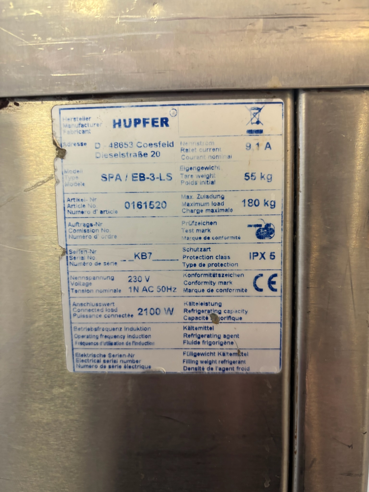 SELT / SOLD Hupfer hitabað á hjólum, 3xGN1/1, B115xD61sm. 7