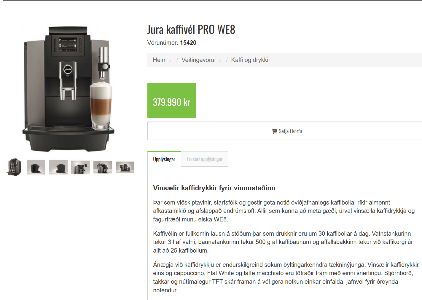 SELT / SOLD Jura WE8 kaffivél, 2021mdl. 5