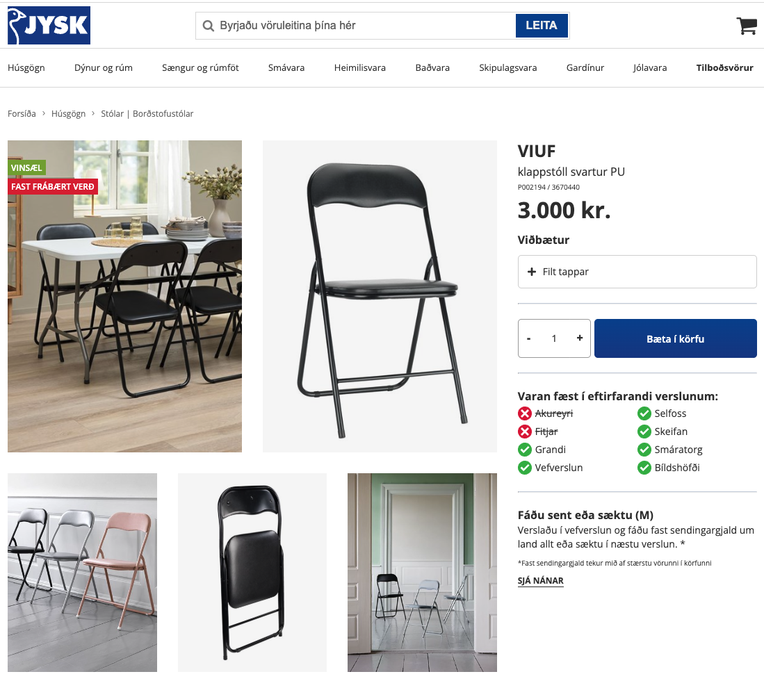 SELT / SOLD Klappstólar frá Jysk 4