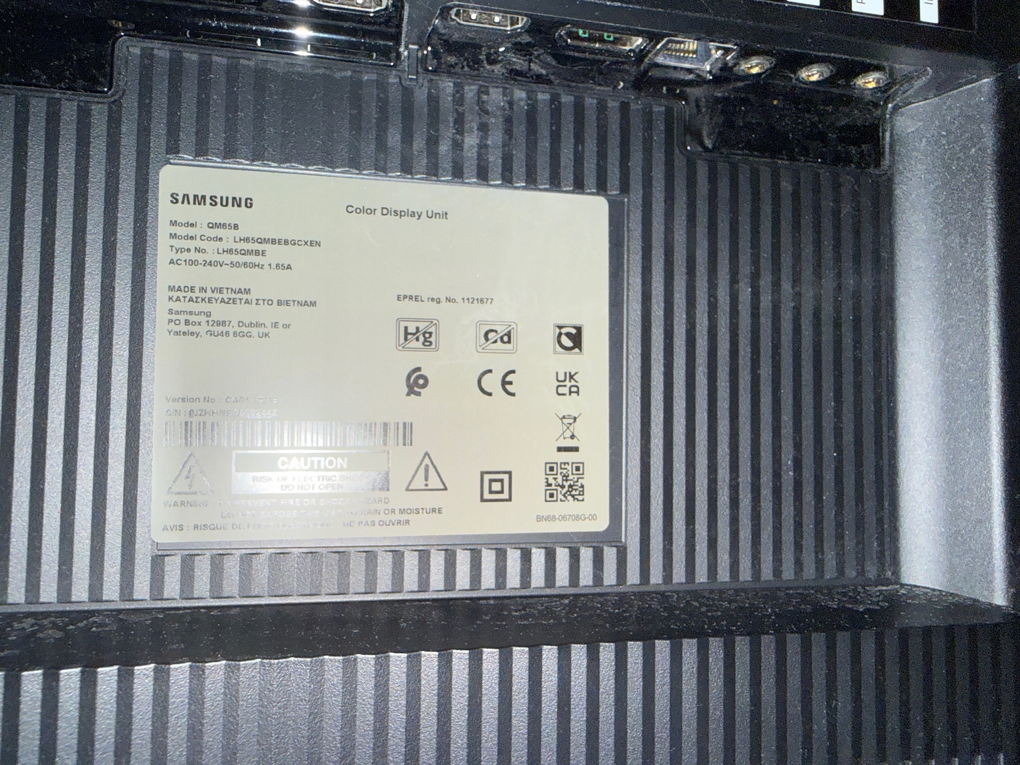 SELT / SOLD Samsung upplýsingaskjár með veggfestingu, 65'', 4K LED, 24/7 7