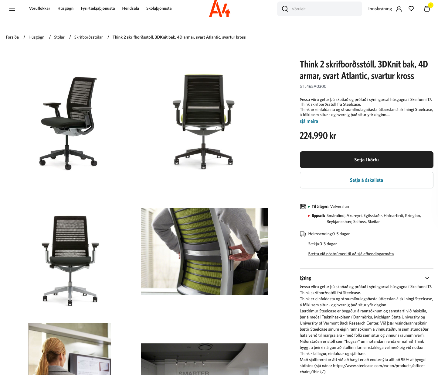 SELT / SOLD Think 2 skrifborðsstóll frá A4, nýtt 9