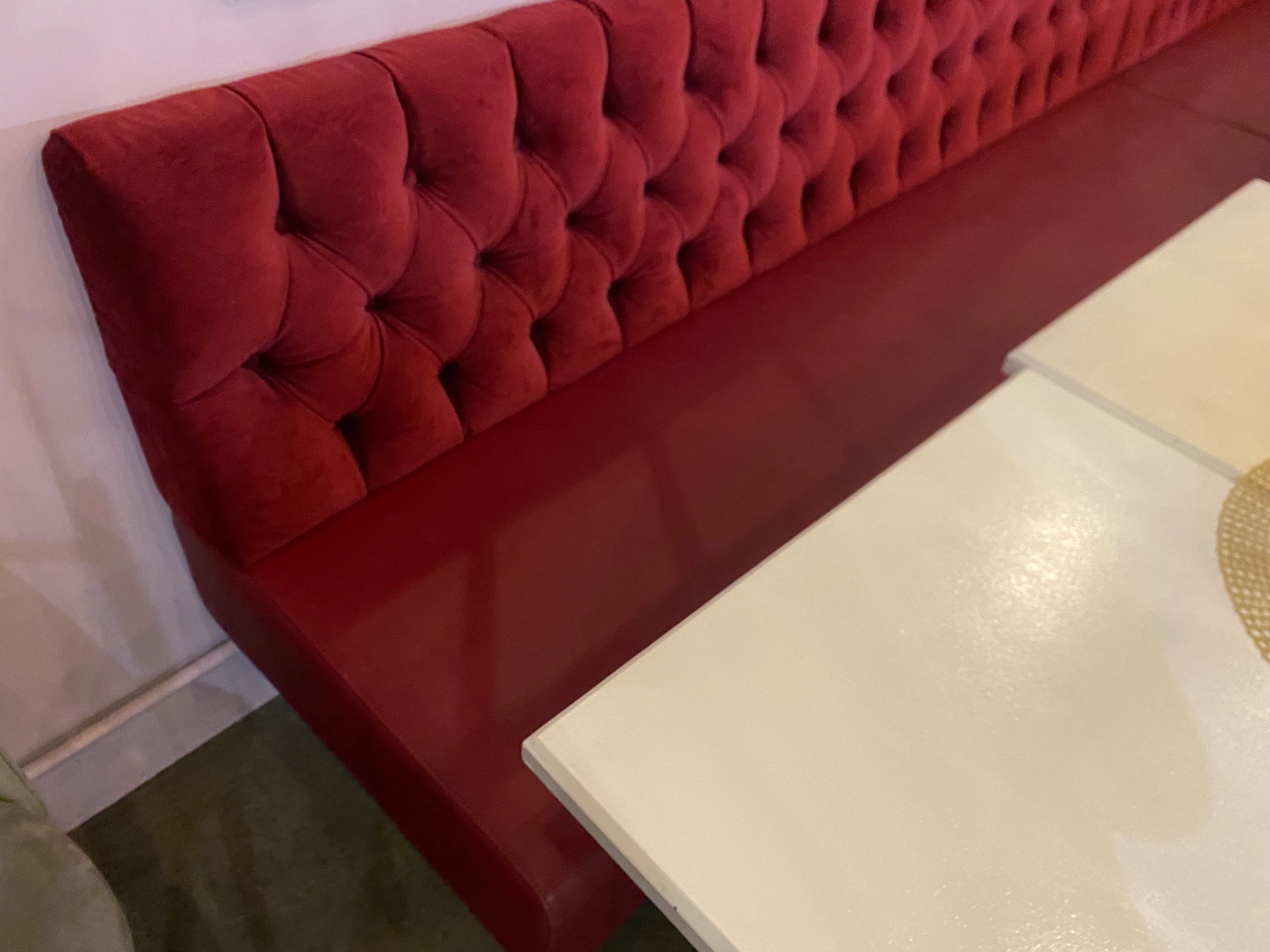 SELT / SOLD - Lounge sófi - velvet og leðurlíki, B216 x D49 sm. (2 stk.) 3
