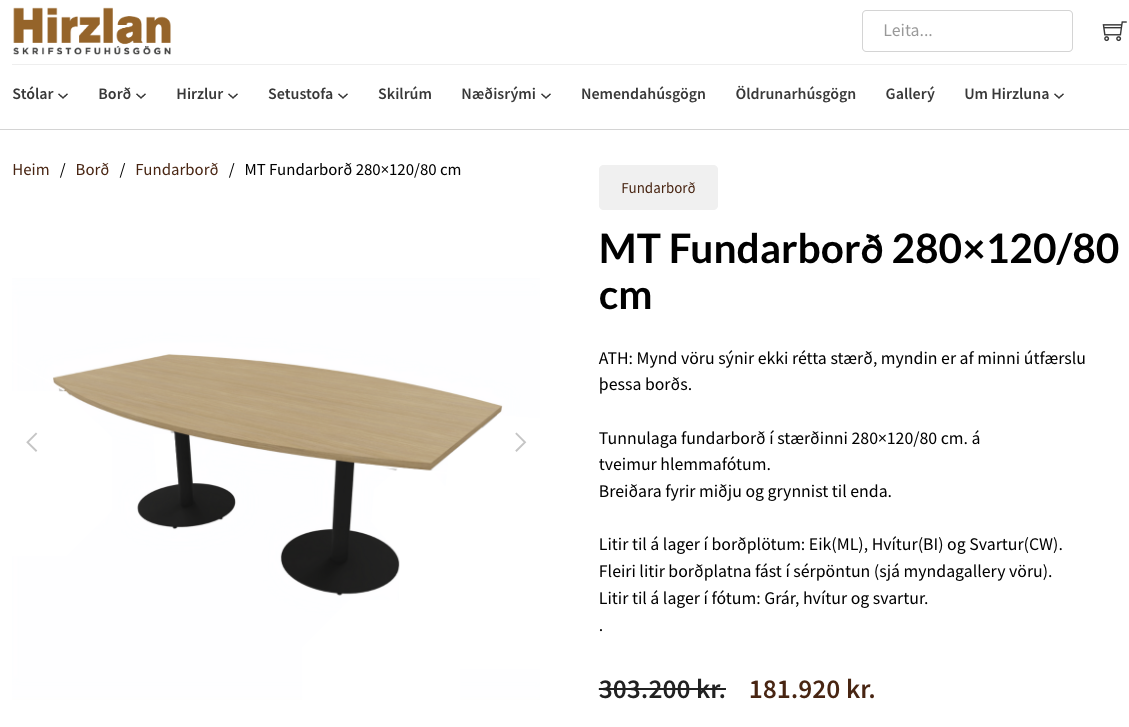 SELT / SOLD Nowy Styl fundarborð frá Hirzlunni, L300xB120sm. 2