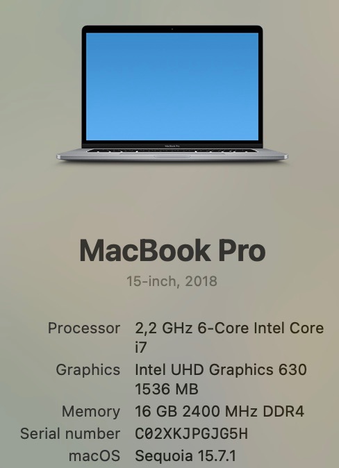 SELT / SOLD Apple MacBook Pro i7, 15'' 3