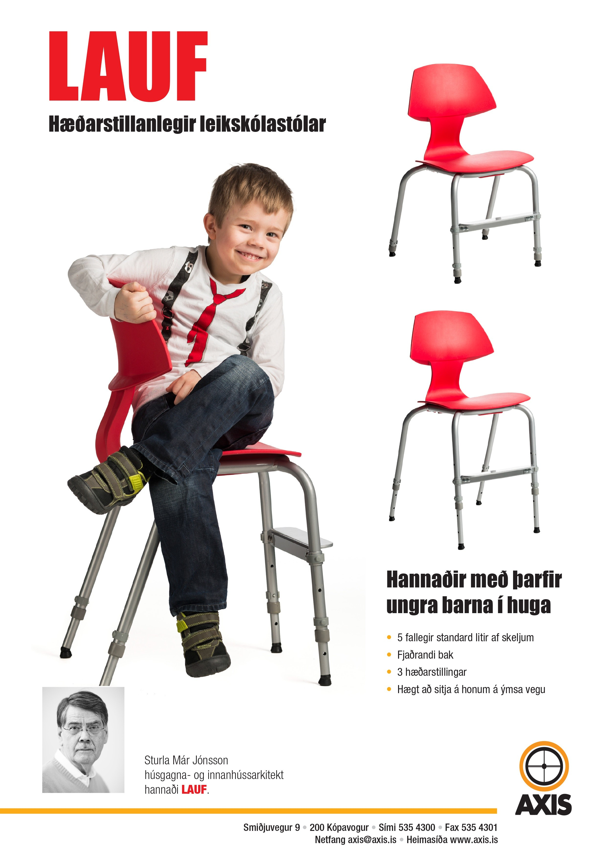 LAUF - leikskólastólar (12 stk.) Pnr. 870 Vík 3