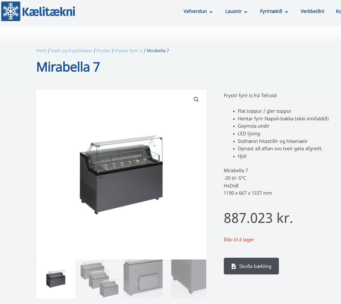 SELT / SOLD Tefcold frystiborð fyrir kúluís frá Kælitækni, B119sm. 9