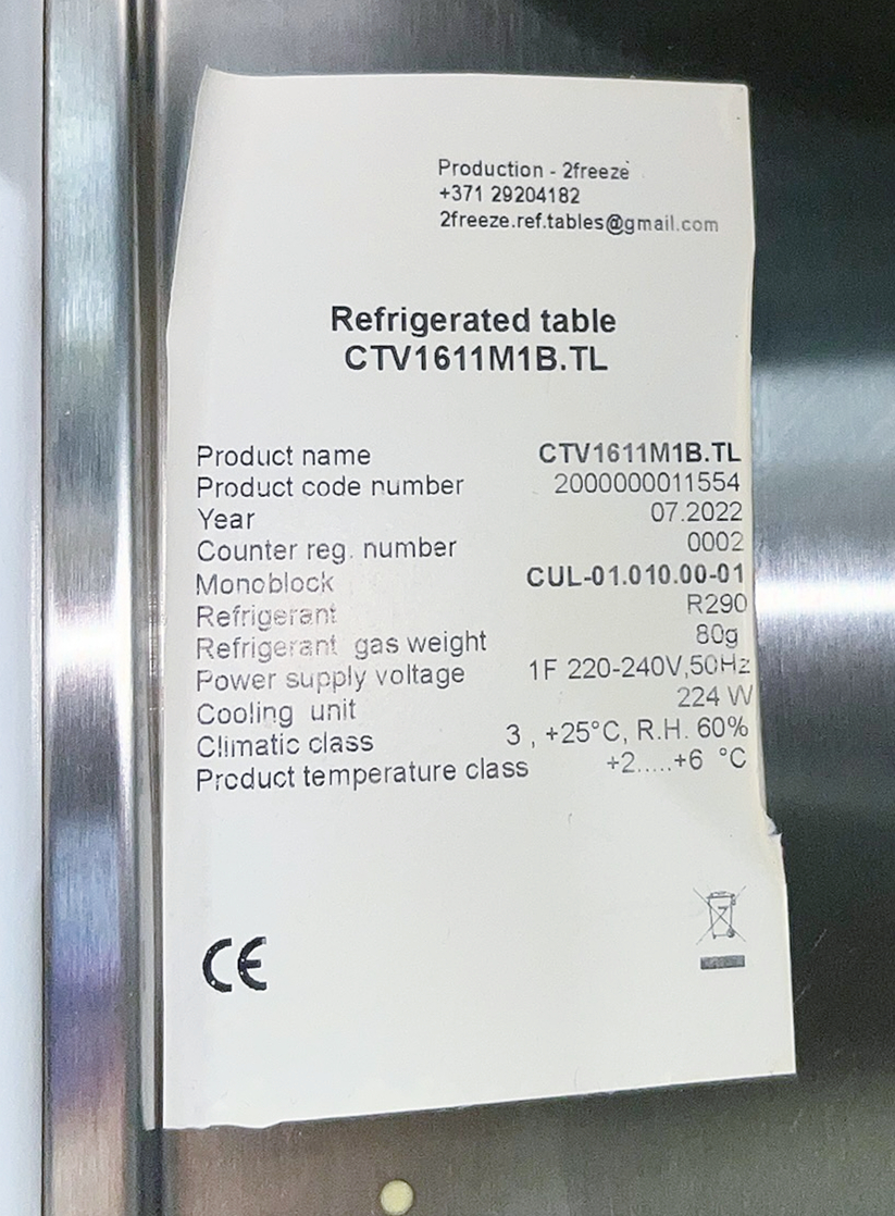 Vitrum preppborð / kæliborð frá BVT, B194xD70xH92sm. 4