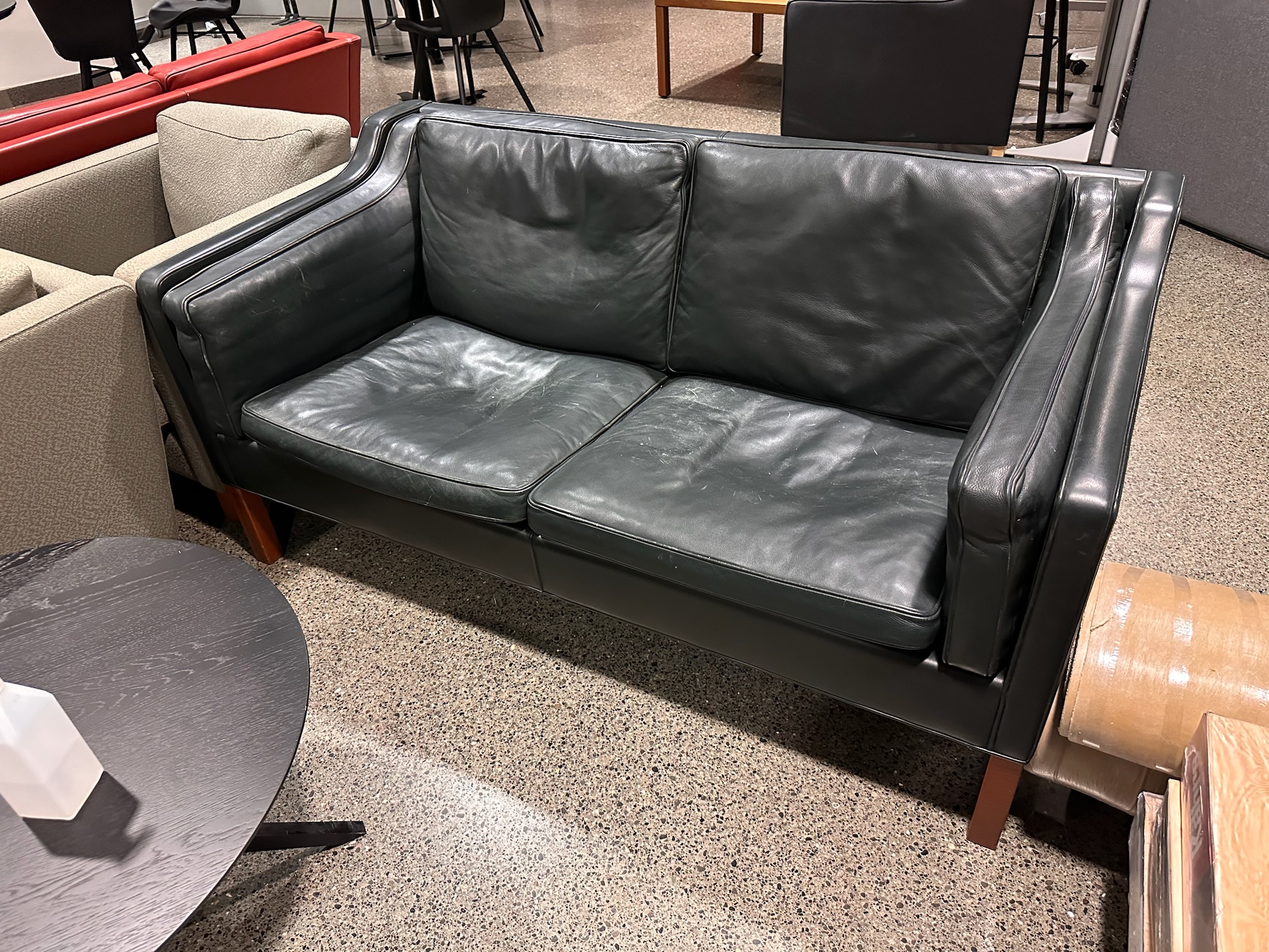 SELT / SOLD Børge Mogensen - handsmíðaður leðursófi - 2gja manna 2