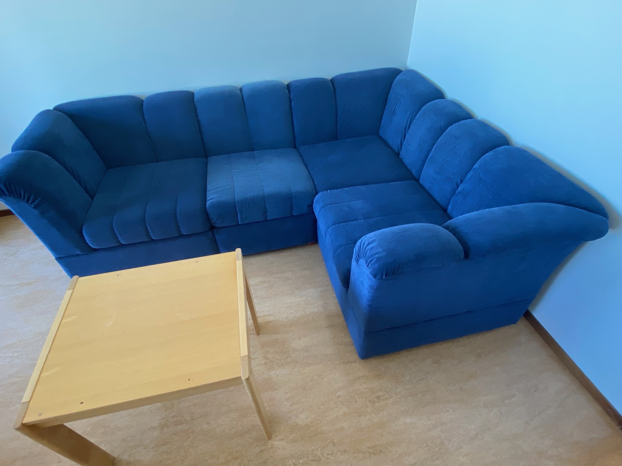 SELT / SOLD Velvet hornsófi blár (1 stk.) 8