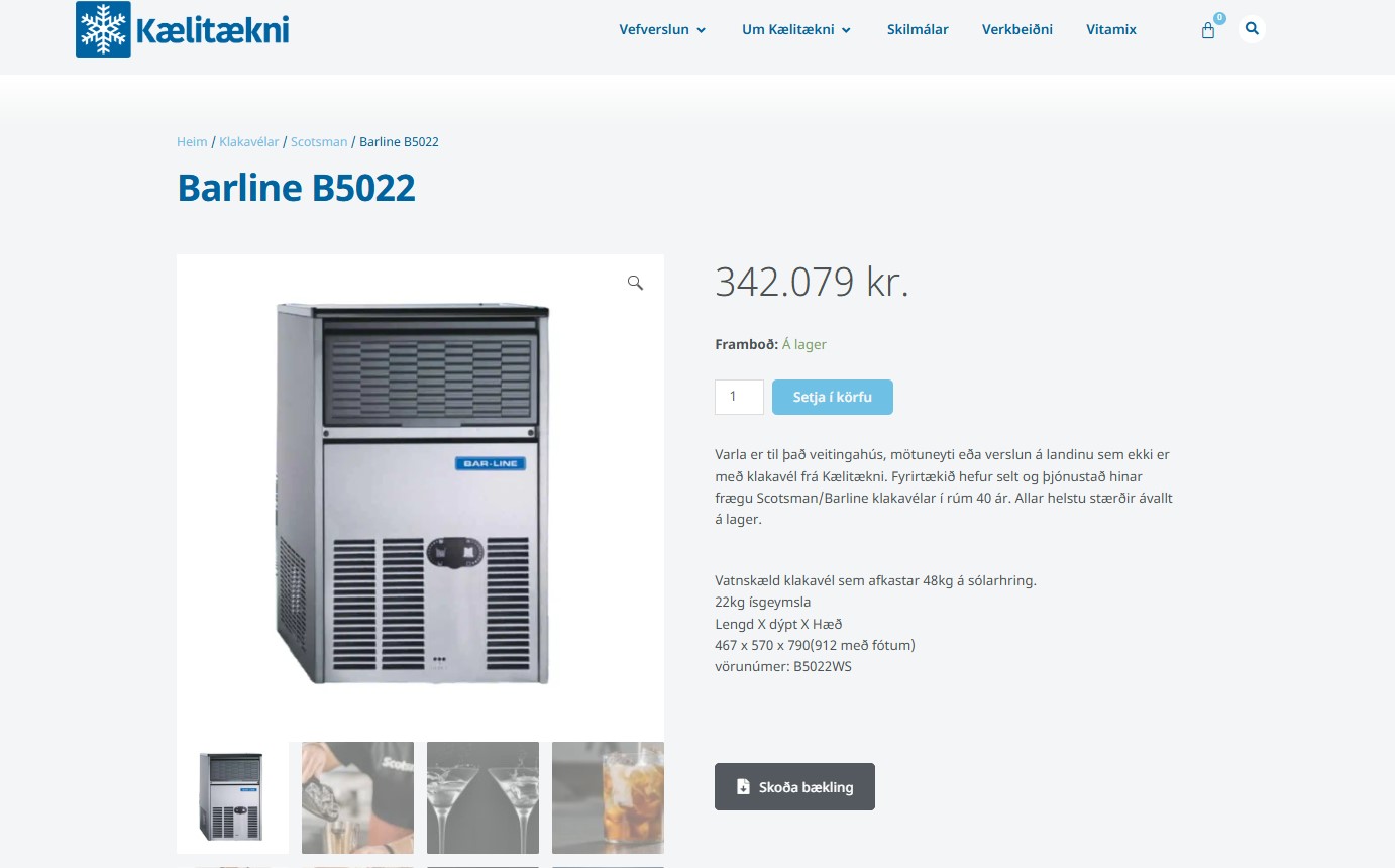 SELT / SOLD Klakavél - B53 D53 H80 - Kælitækni - Pnr. 101 11