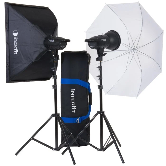 SELT / SOLD Interfit F121 2 x 200w hausar, softbox