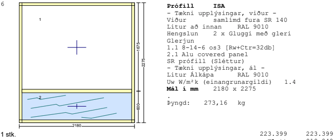 SELT/SOLDGluggastykki - Ónotuð - 5 stk. 10