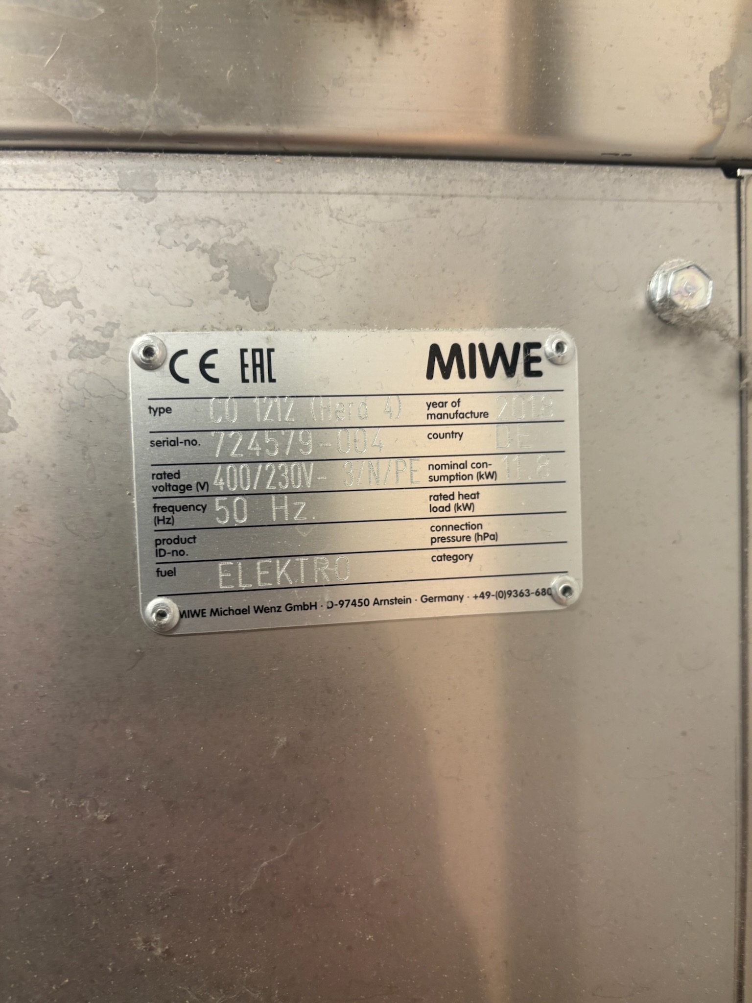 MIWE 4ra hæða ofn, H224xB152xD178sm. 8