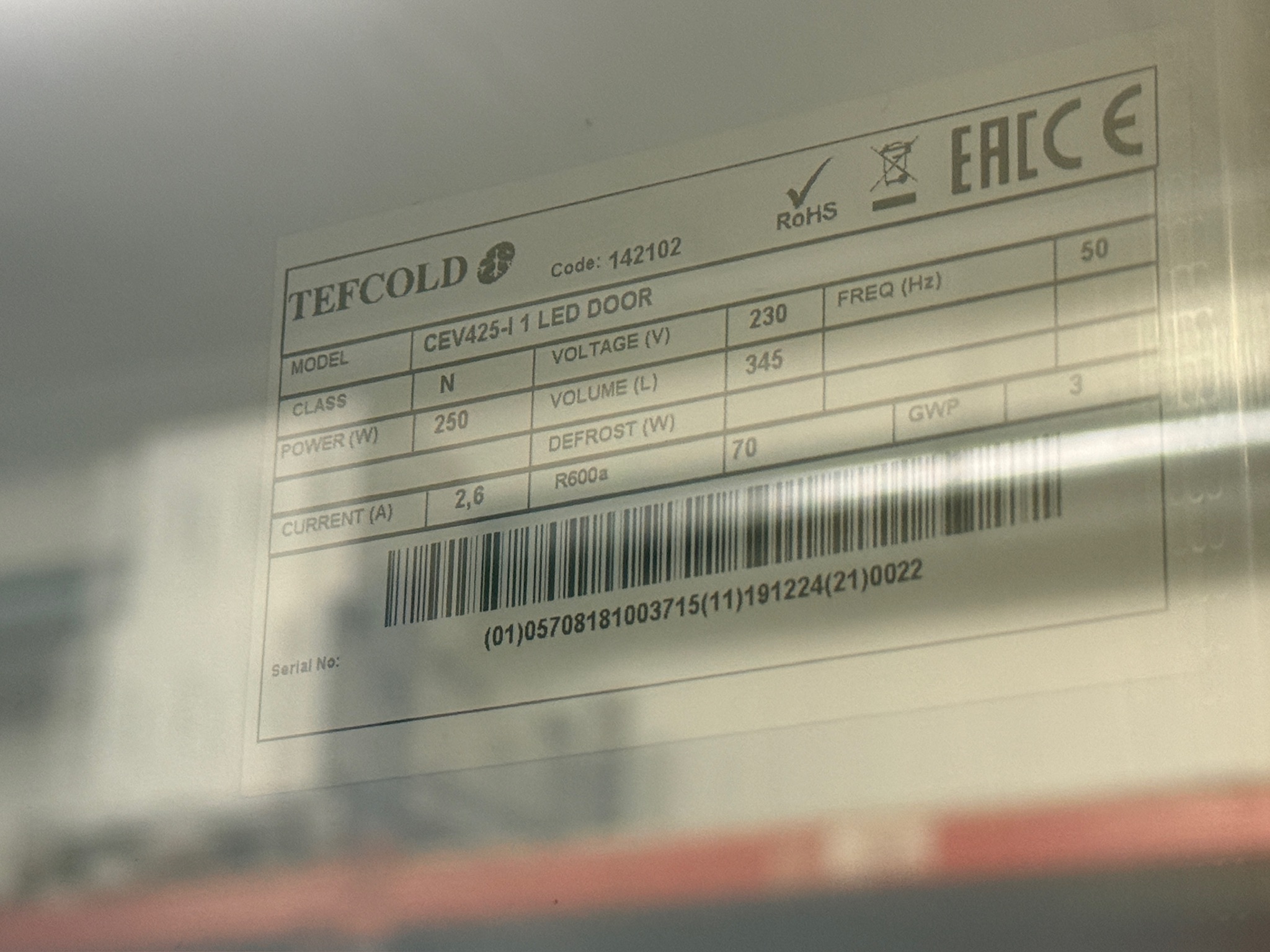 SELT / SOLD Tefcold display kæliskápur með LED lýsingu frá Kælitækni, 345ltr. 7