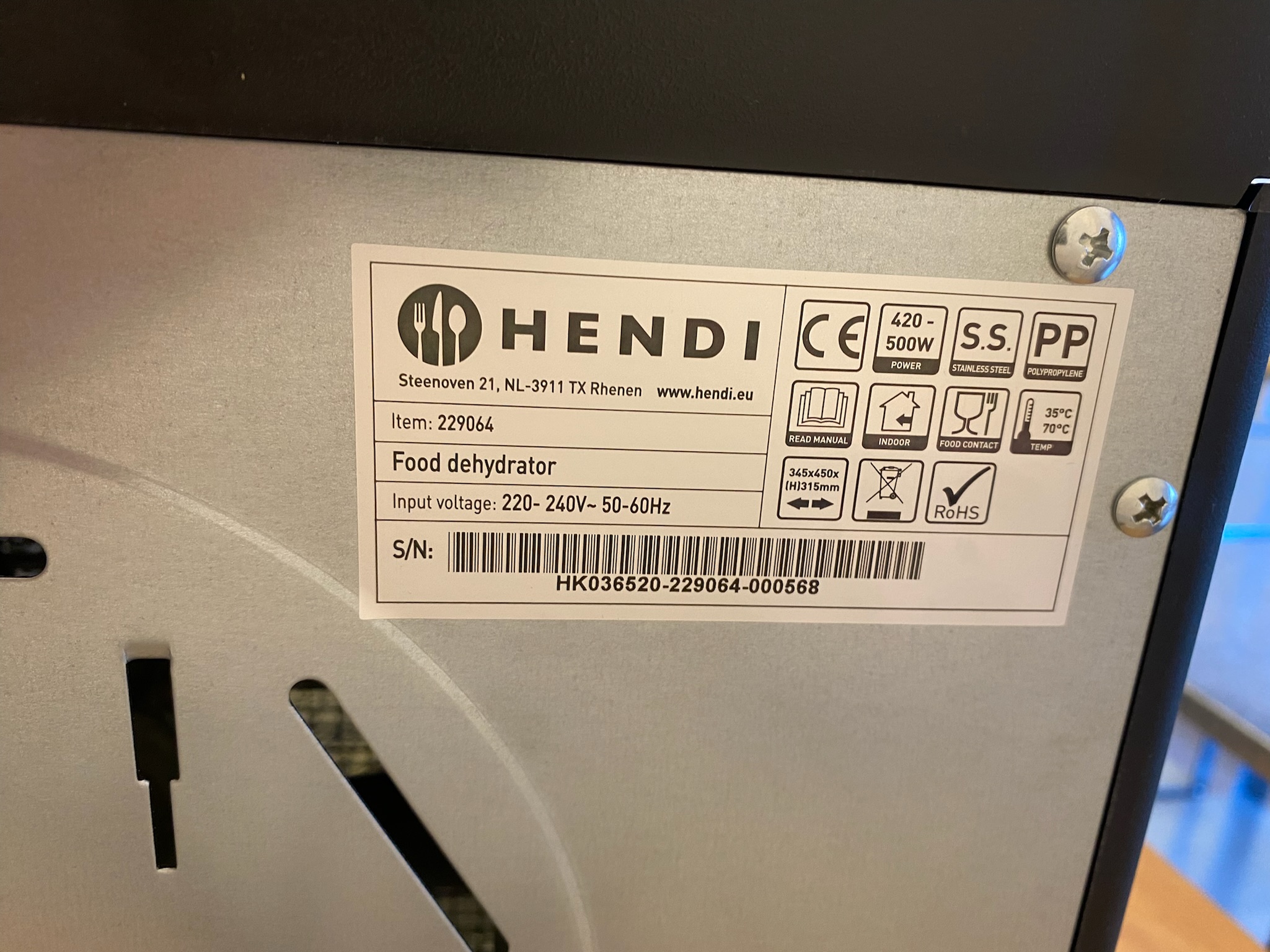SELT / SOLD Hendi þurrkofn (ónotaður) 5
