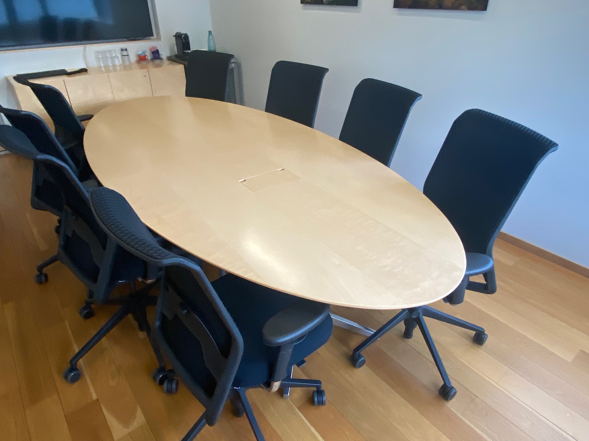 SELT / SOLD Fundarborð, 8-10 manna, L290 x B127 sm.