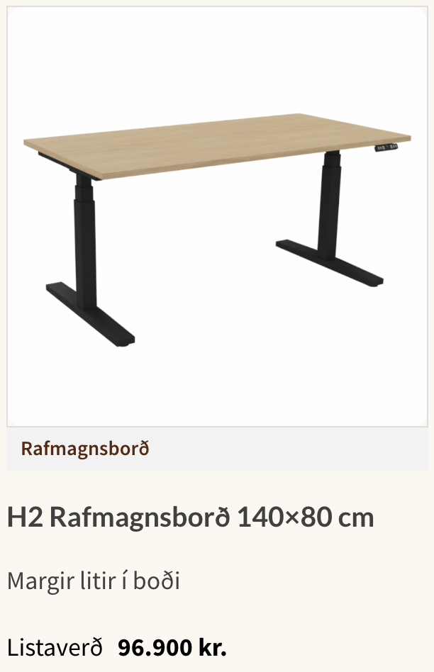 SELT / SOLD NowyStyl rafmagnsborð með minnisstillingu frá Hirzlunni, B160xD80sm. 7