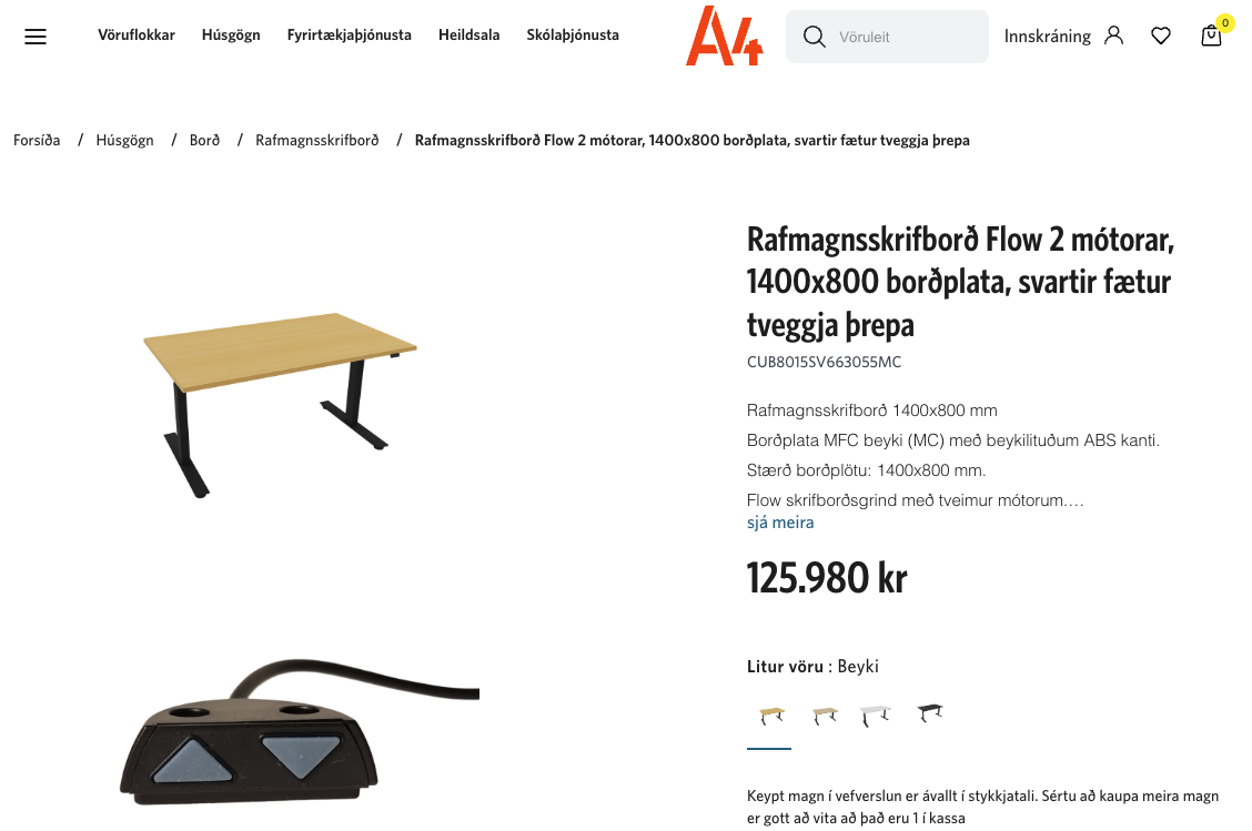 Cube Design rafmagnsborð frá A4 m.kaplarennu og fjöltengi, B150xD80sm. (114 stk) 7