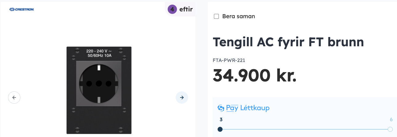 Crestron tengill AC fyrir FT brunn 3