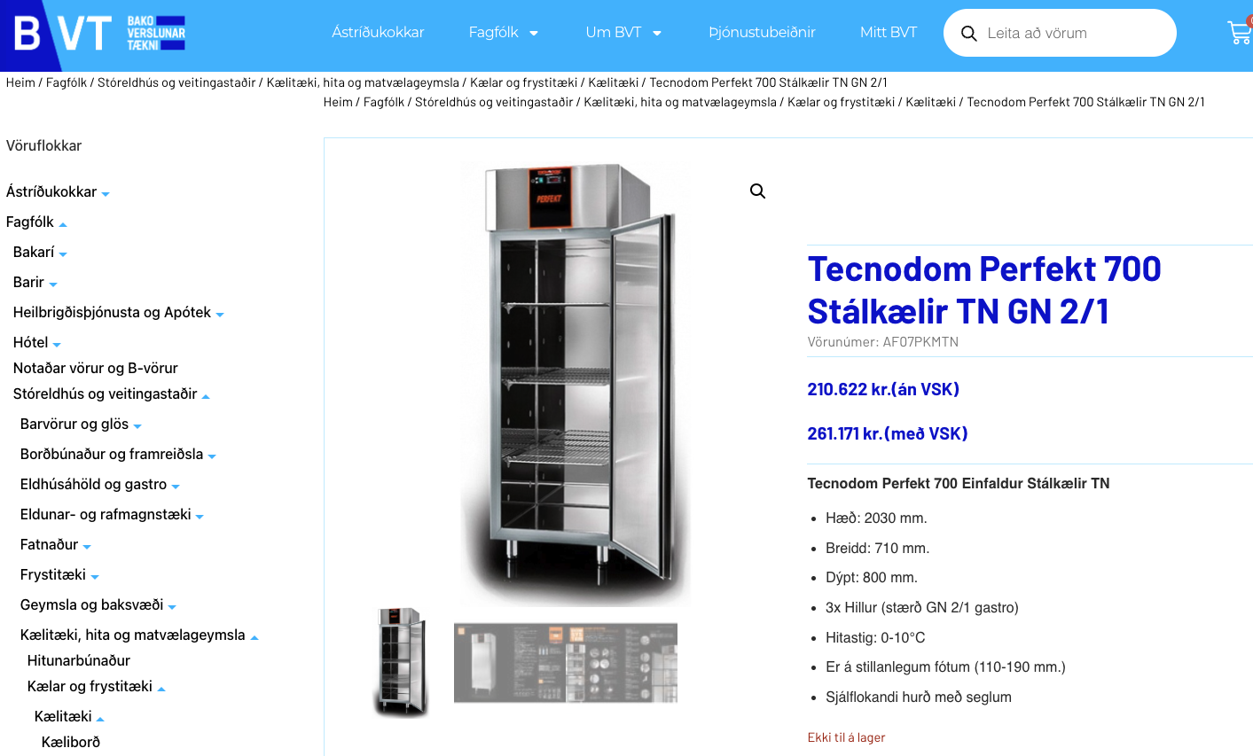 SELT / SOLD Tecnodom Perfekt 700 stálkælir frá BVT 7
