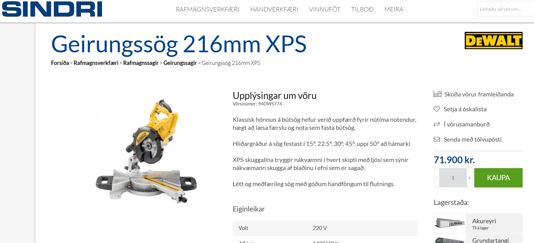 SELT / SOLD - Bútsög - kúttari og undirborð DeWalt DWS774 9