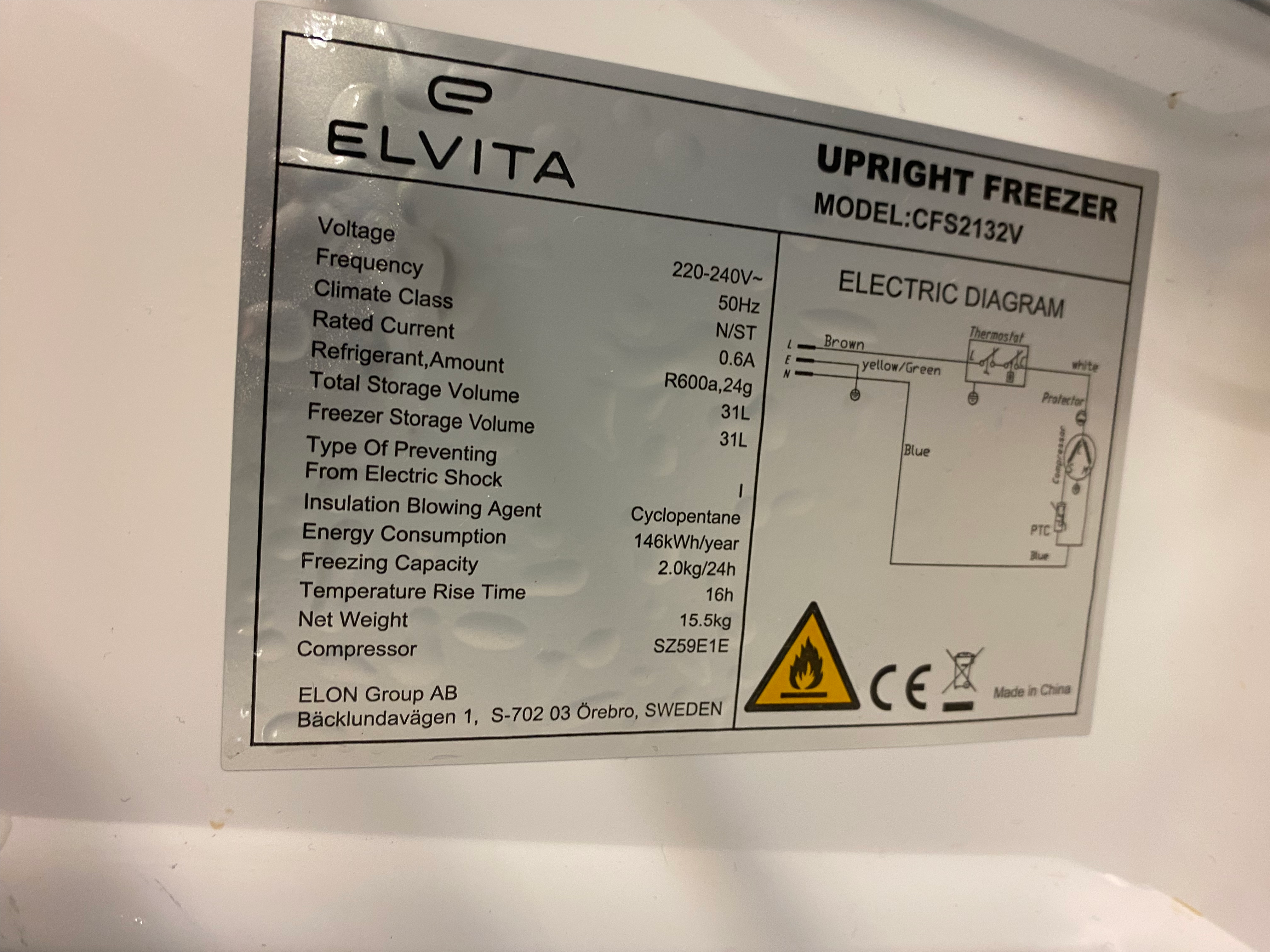 SELT / SOLD Elvita frystiskápur 4
