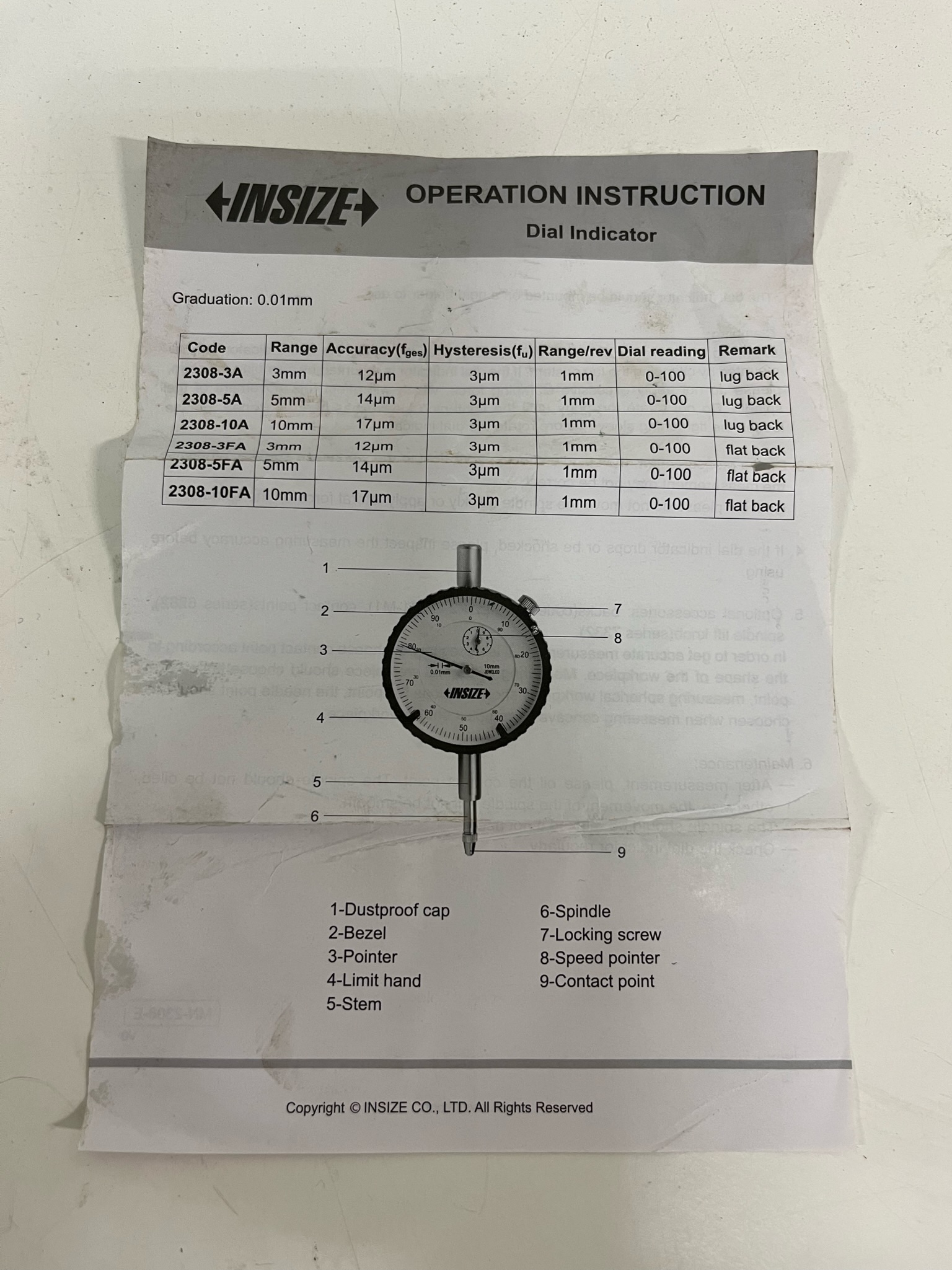 SELT / SOLD Mælitækjasett frá InSize Mag Base & 10mm x 0.01mm Dial Indicator 4