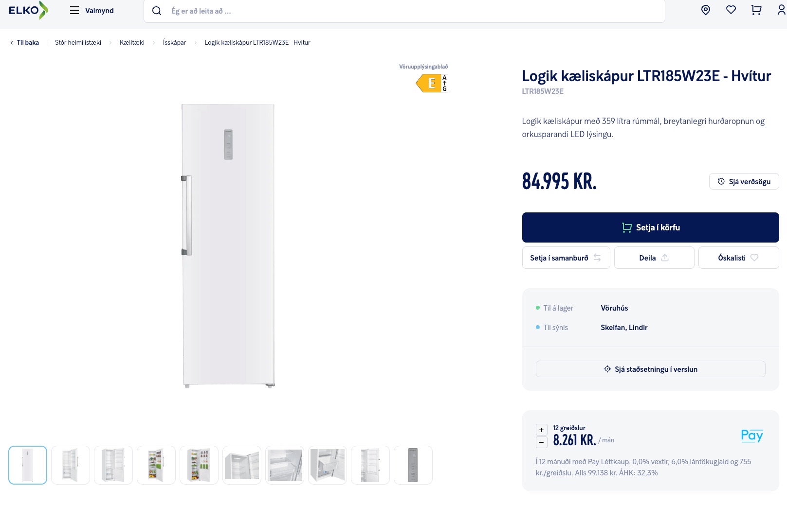 SELT / SOLD Logik kæliskápur frá Elko 6